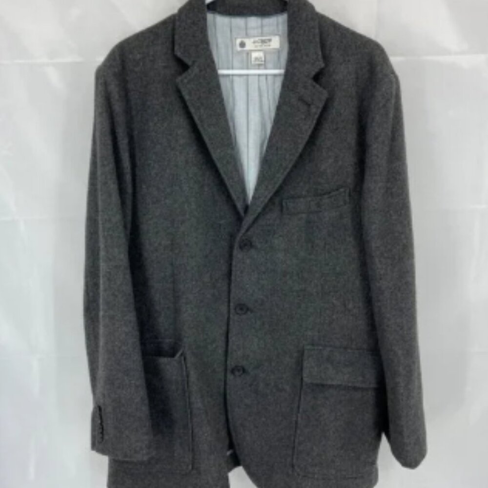 J Crew Men 44R Wool Blazer Three Button Front Notched Lapel Lined Business Gray